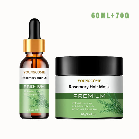 Rosemary Hair Oil &Conditioner 2pcs 1sets for Dry Scalp - Nourishing Plant Essence Moisturizing Treatment for Stronger Hair Peaceful Pleasures Health and Wellness 60and 70g