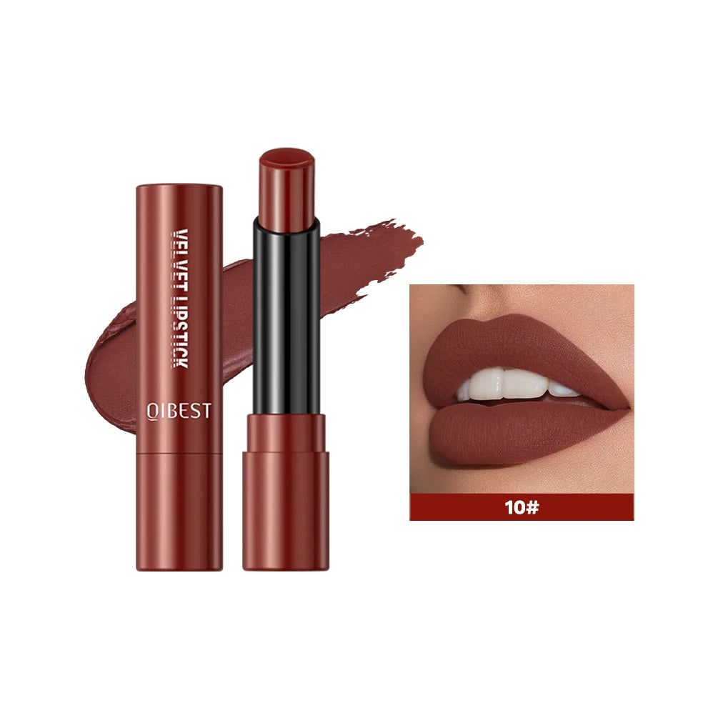 QIBEST Matte Lipstick Lasting Velvet Mist Nude Brown Red Lipstick Non-Stick Cup Classic Highly Pigmented Red Lip Stain Cosmetics Peaceful Pleasures Health and Wellness 10