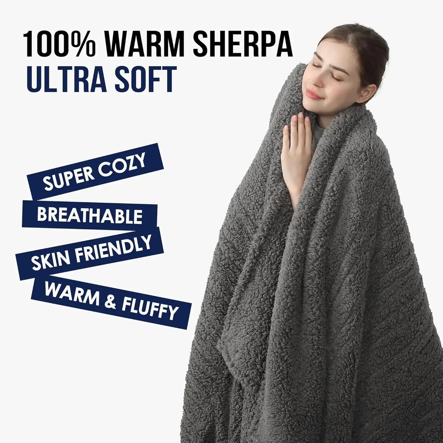 Dual Control Electric Heated Blanket with 5 Heat Levels, Auto Off, Washable, ETL Certified, Dark Gray Peaceful Pleasures Health and Wellness