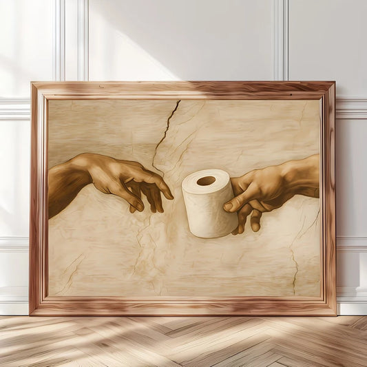 Retro Humorous Toilet Paper Canvas Wall Art Print | Funny Decor Canvas Wall Art Peaceful Pleasures Health and Wellness G4697 30x40cm Wood Framed