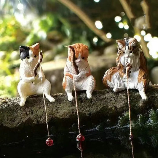 Fishing Cat Figurine – Aquarium Fish Tank Ornament Decor Miniature Figurine Oasis Select