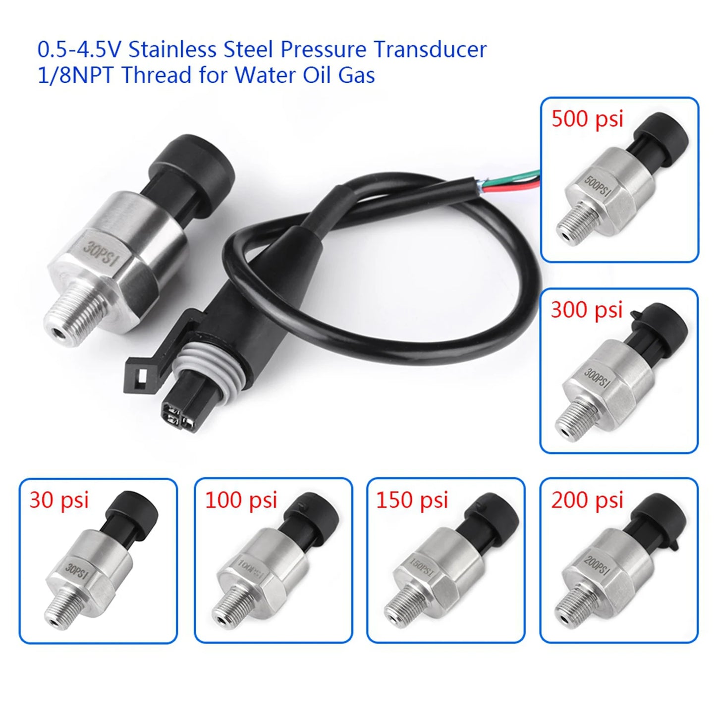 1 8NPT Thread Stainless Steel Pressure Transducer Sender Sensor Oil