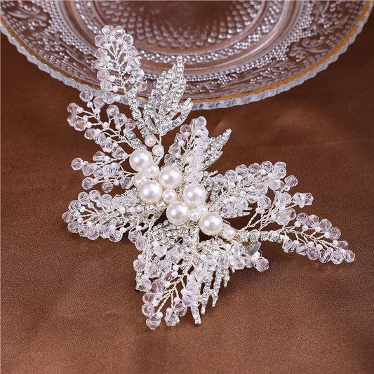 Full Clear Beads Hair Clip for Women Light Luxurious Handmade Hair Accessories for Gown Dress Hairstyle Making Tool Peaceful Pleasures Health and Wellness