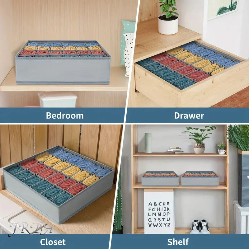 24-Compartment Foldable Fabric Drawer Organizer Storage Box