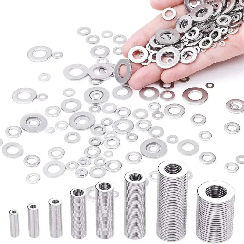 304 Stainless Steel Flat Washers Set 180/360pc – Multi-Size Peaceful Pleasures Health and Wellness