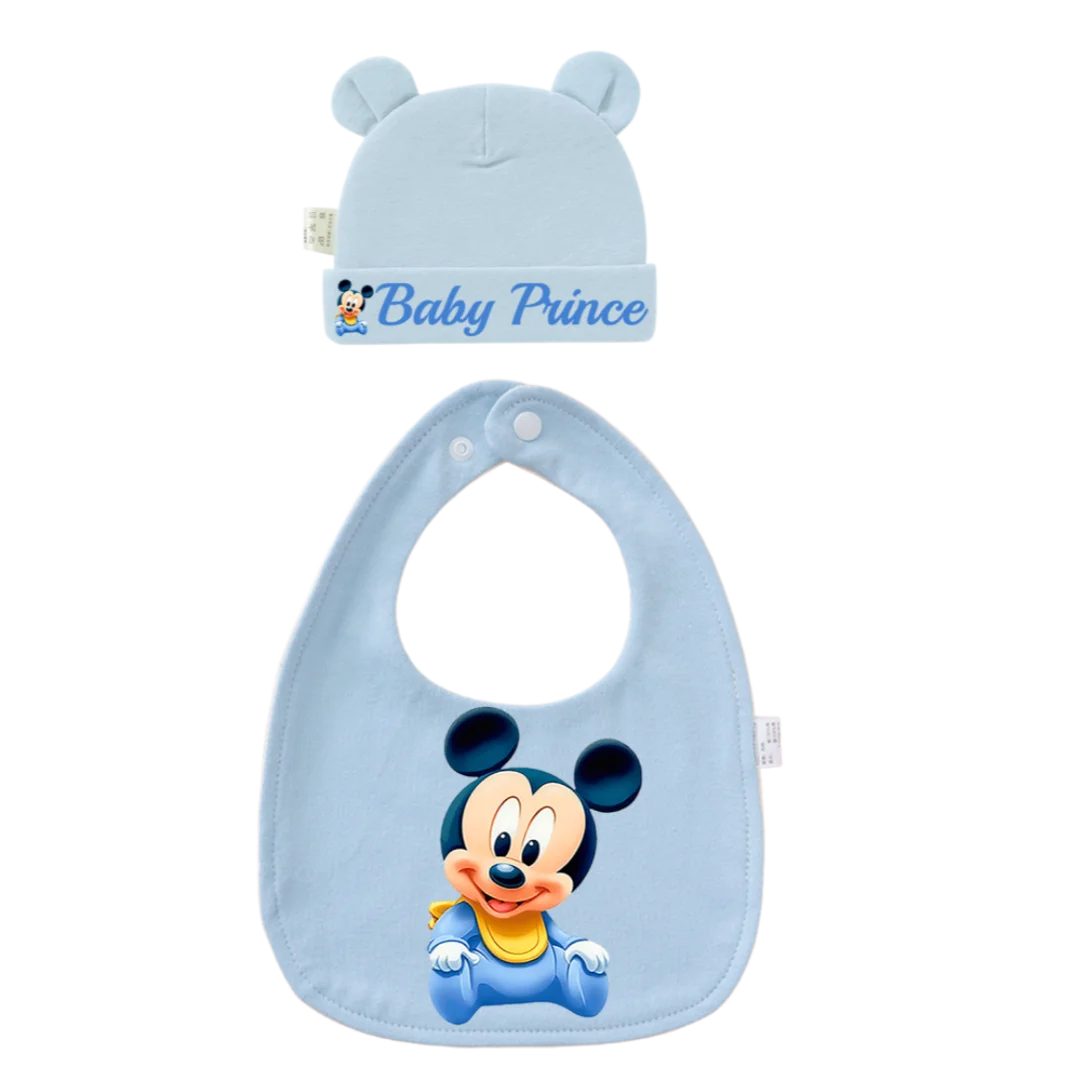 2-Piece Baby Bib & Hat Set | Soft Cotton Newborn Accessory