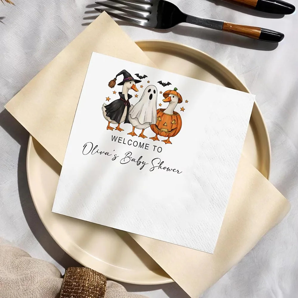 Halloween Baby Shower Napkins – Spooky Duck 40-Pack Custom
