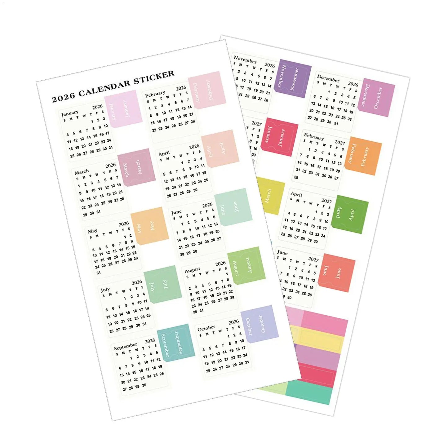 2026 Monthly Calendar Planner Stickers | Journal & Scrapbook