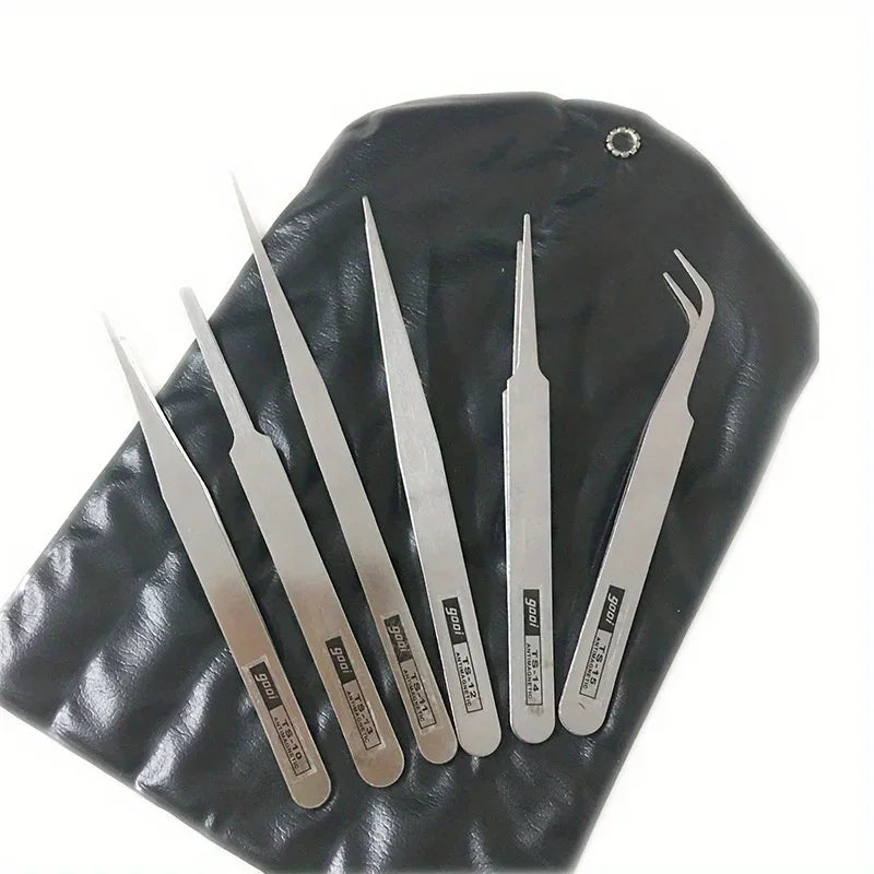 6-Piece Stainless Steel Tweezers Ts-15 Succulent Plant DIY Elbow Tweezers Gooi Tweezers Set Peaceful Pleasures Health and Wellness