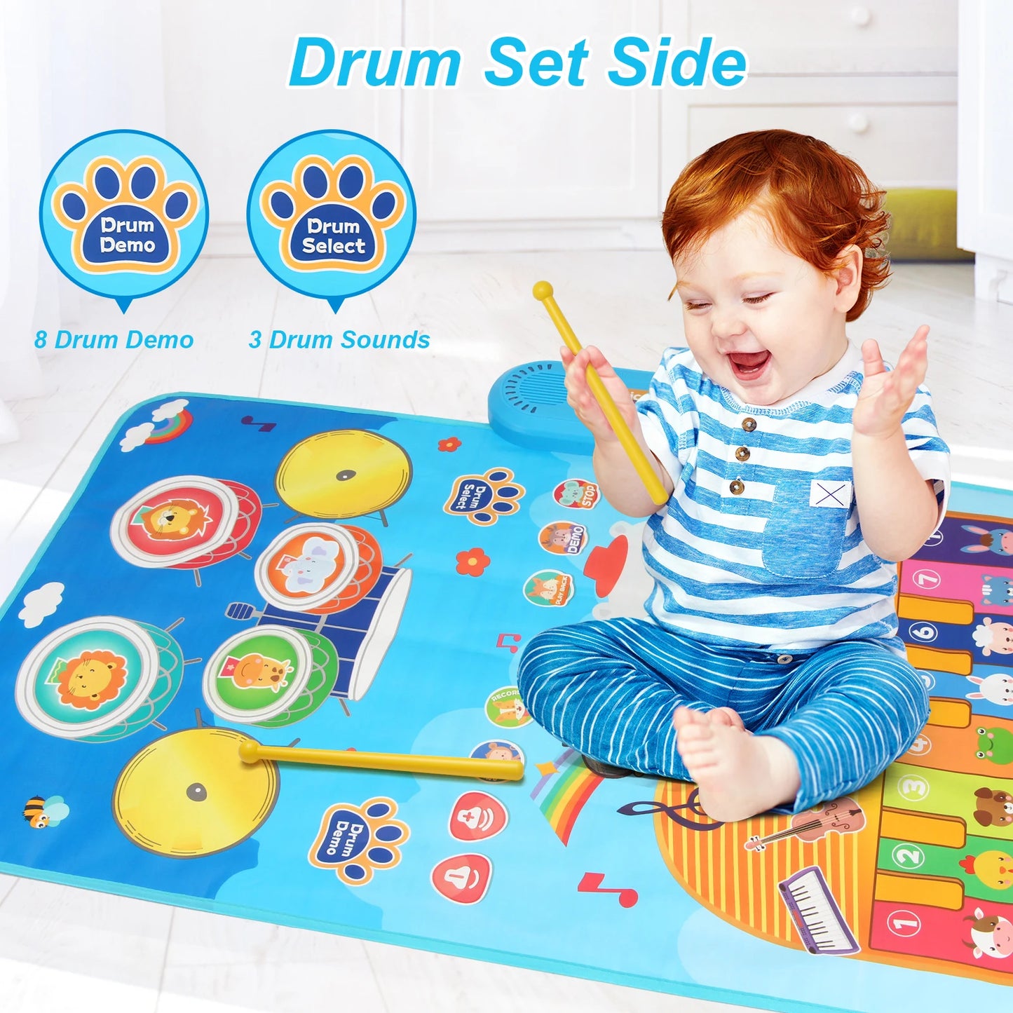 80x50cm Cartoon Musical Piano Mat Floor Play Kids Educational Toys