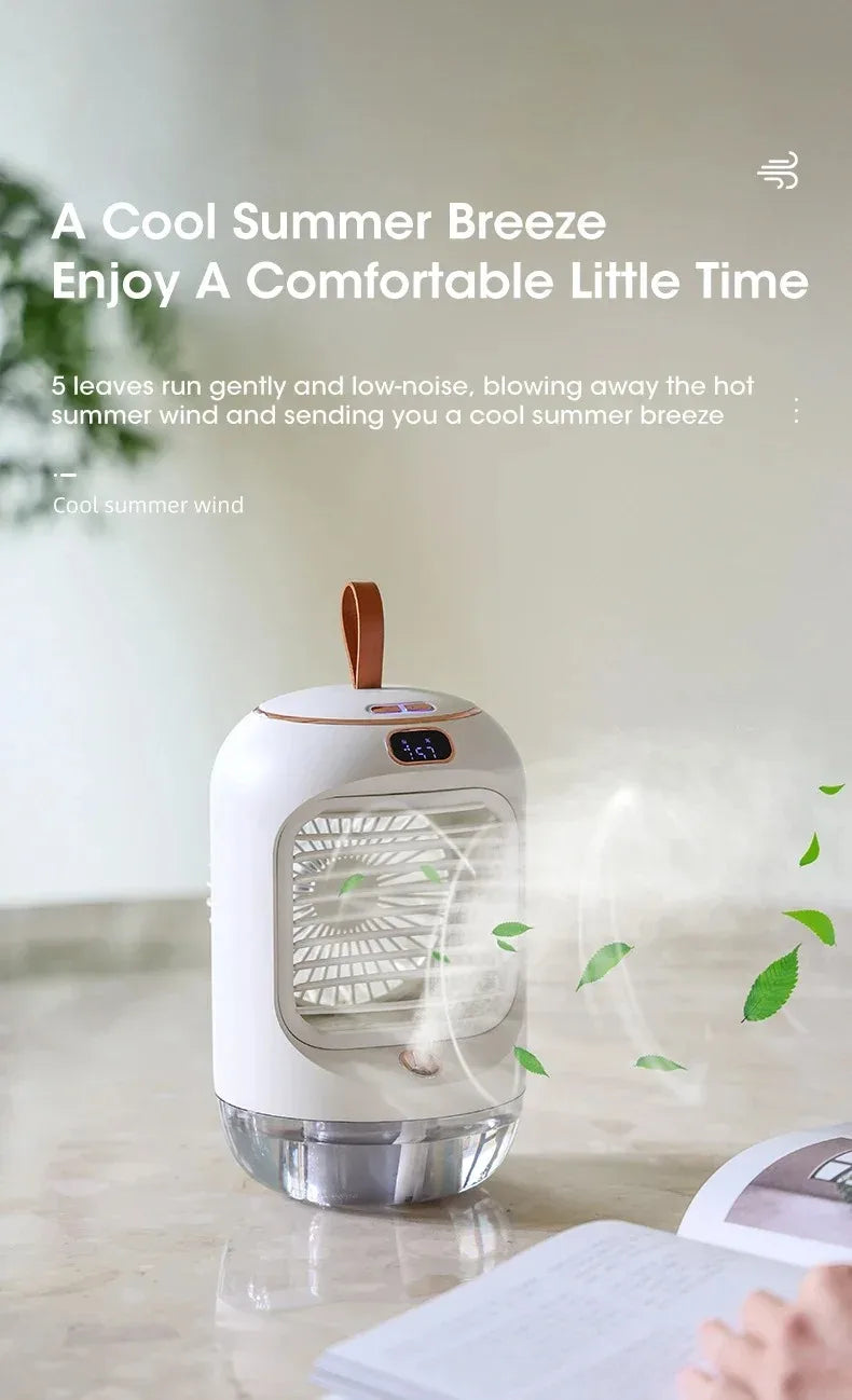 Rechargeable Portable USB Silent Mini Desktop Fan with Humidifier Night Light Air Cooler for Office Home Peaceful Pleasures Health and Wellness