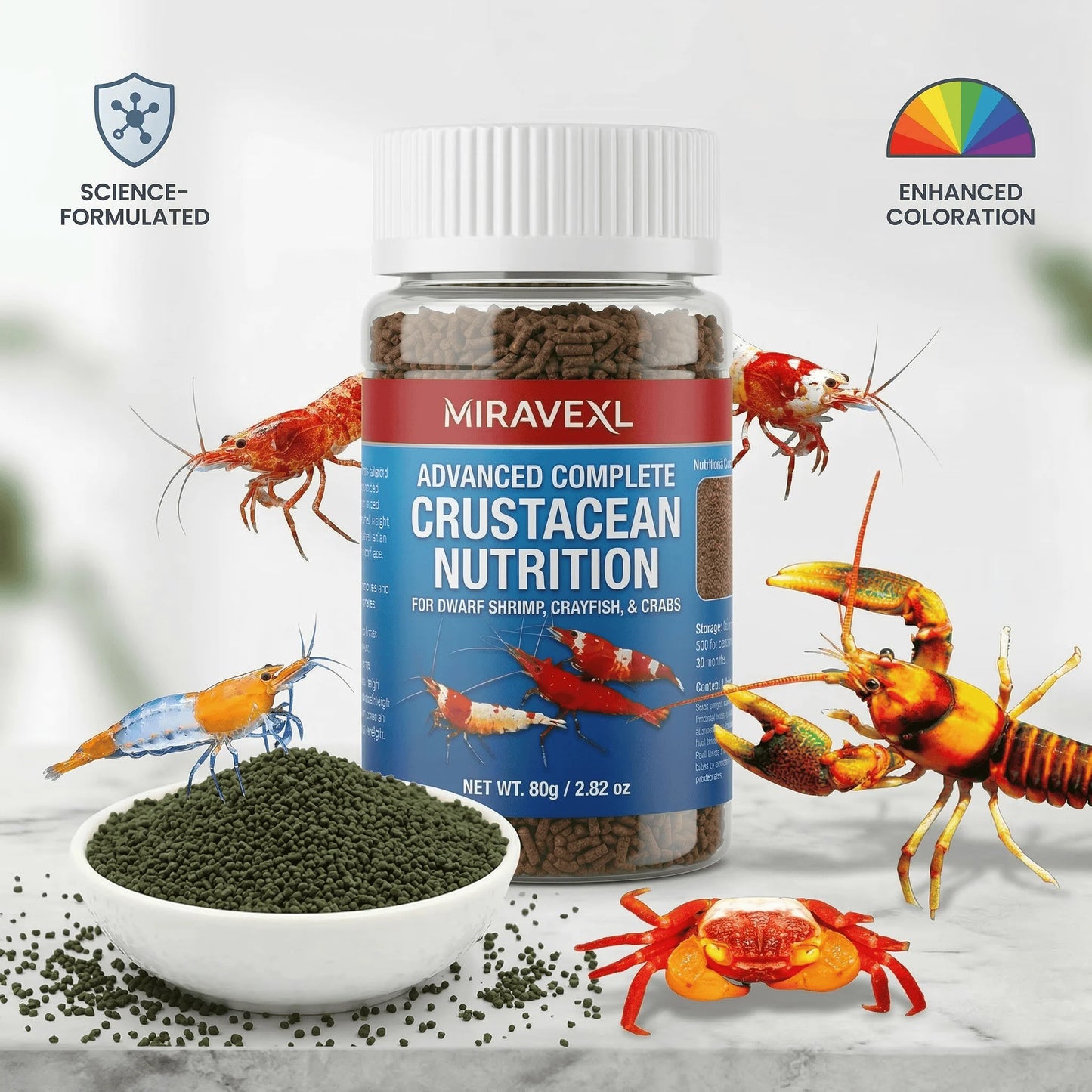 Color Enhancing Shrimp Food Nutritional Diet Aquarium Sinking Pellets Crayfish Crab Crystal Black Shell Cherry Bottom Feed Pet Peaceful Pleasures Health and Wellness