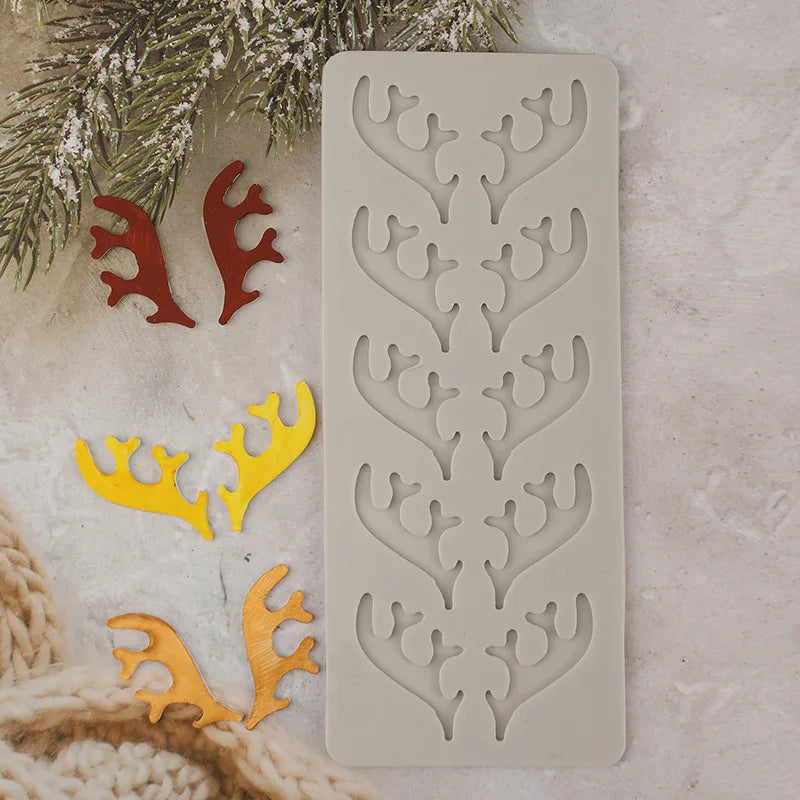 Christmas Themed Reindeer Antlers Silicone Mold Cake Decoration Chocolate Mold Peaceful Pleasures Health and Wellness