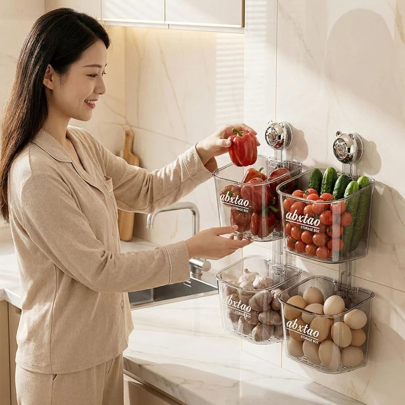 1PC Non perforated storage basket rotating suction cup easy to install storage box kitchen and bathroom storage multifunctional Peaceful Pleasures Health and Wellness