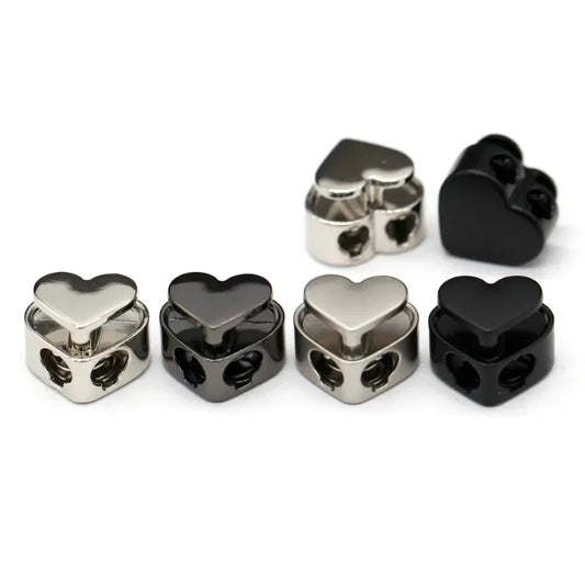 5-Pack Heart Shape Metal Cord Locks | Rope Stopper Clasps Cord Lock Clasps Peaceful Pleasures Health and Wellness