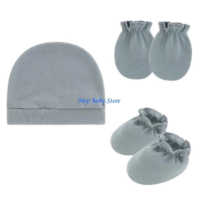 Baby Bonnet Hat Mittens & Booties 3-Piece Set | 0–6 Months