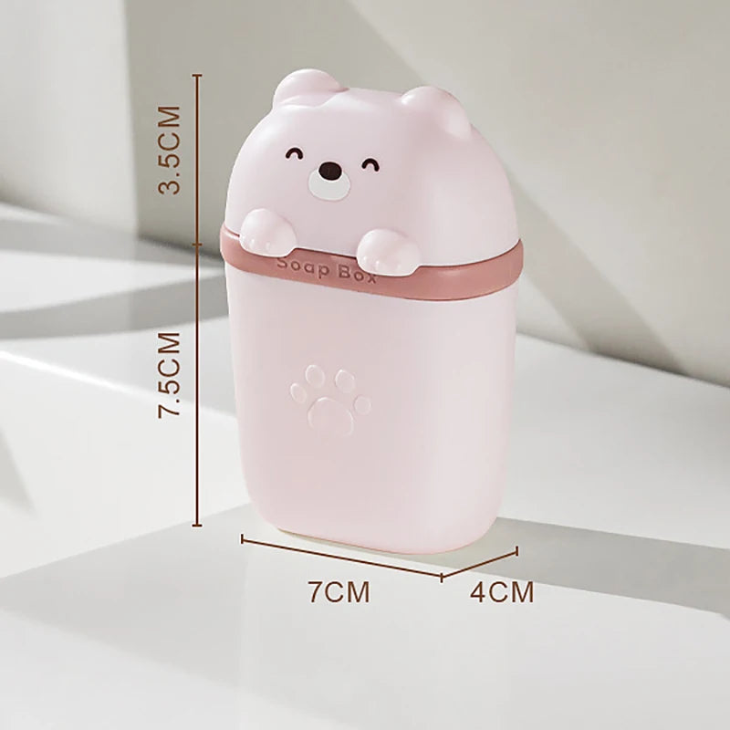 Cartoon Bear Portable Soap Dish | Waterproof Travel Soap Box
