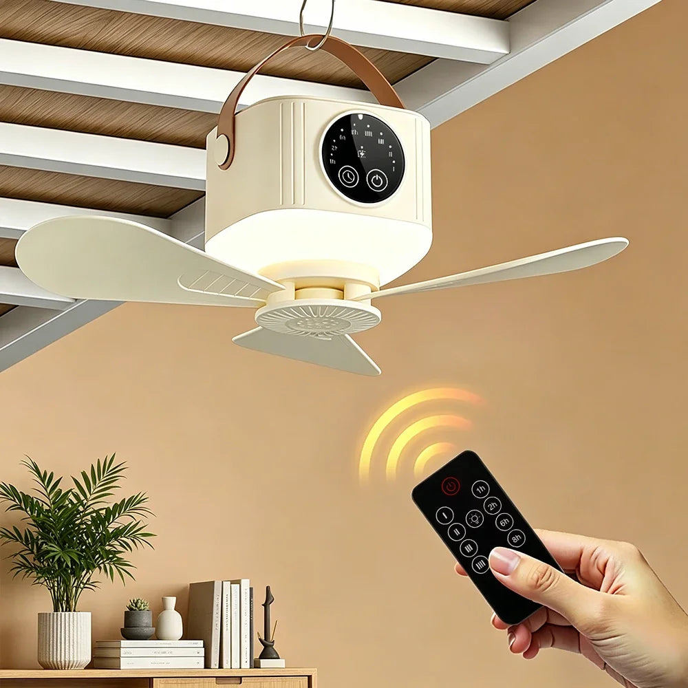 AFDEAL Portable Ceiling Fan 7200mAh Rechargeable LED & Remote