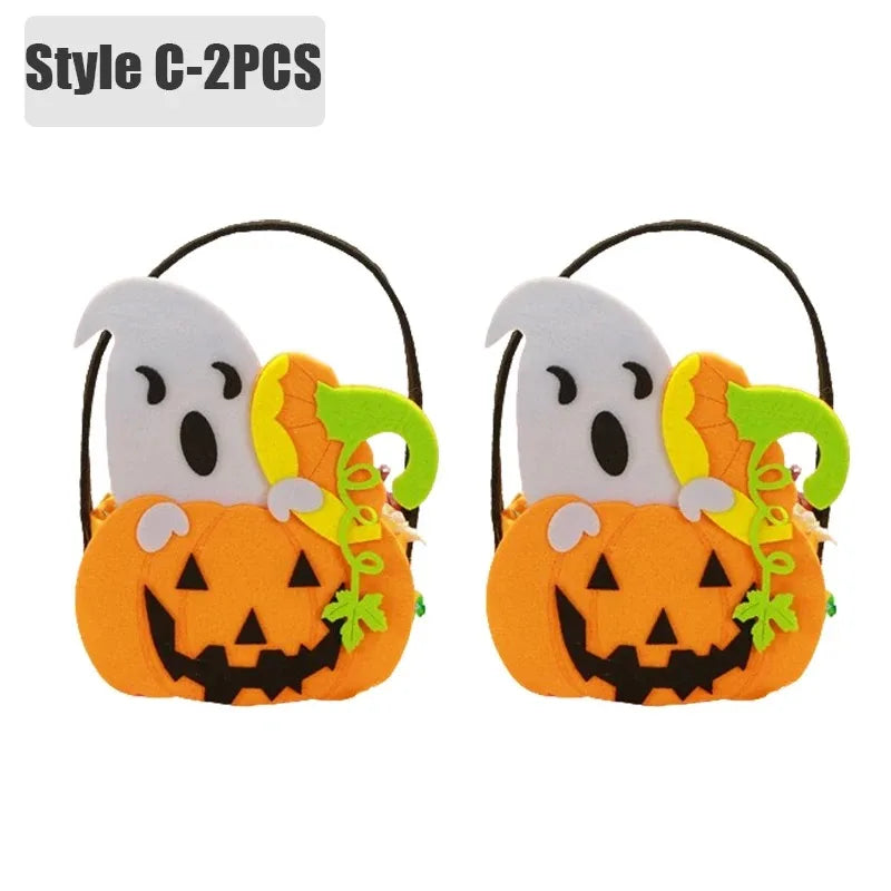 Halloween Felt Pumpkin Trick or Treat Bags with Handle | 1-6 Pack