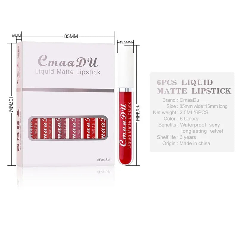 IFANYUO 6-Pc Matte Liquid Lipstick Set – Waterproof Velvet Lip Gloss