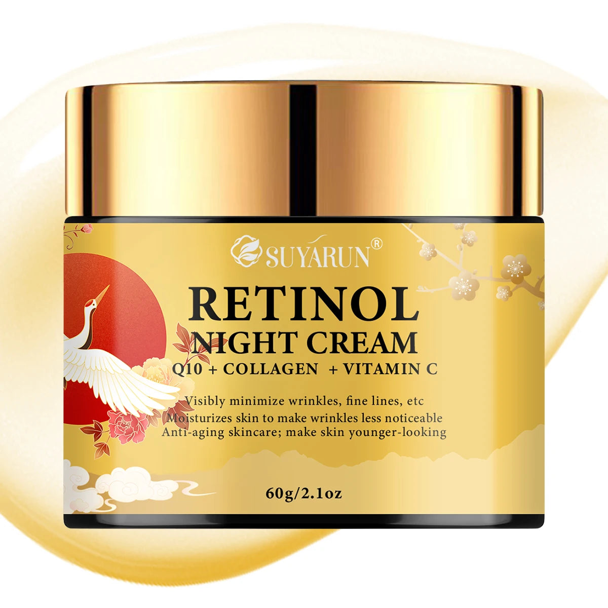 SUYARUN Retinol Night Cream with Niacinamide & Vitamin C - Anti-Aging, Brightening, Moisturizing Face Treatment. Peaceful Pleasures Health and Wellness 60g
