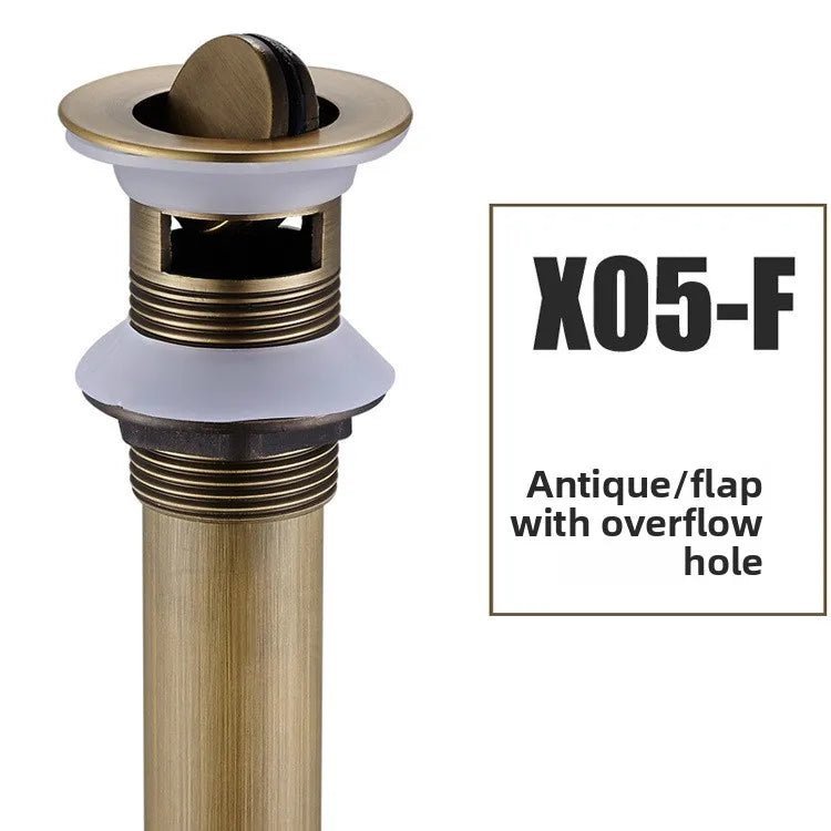 Brass Round Bottle P-Trap 1-1/4" with Pop-Up Drain – Antique Kit