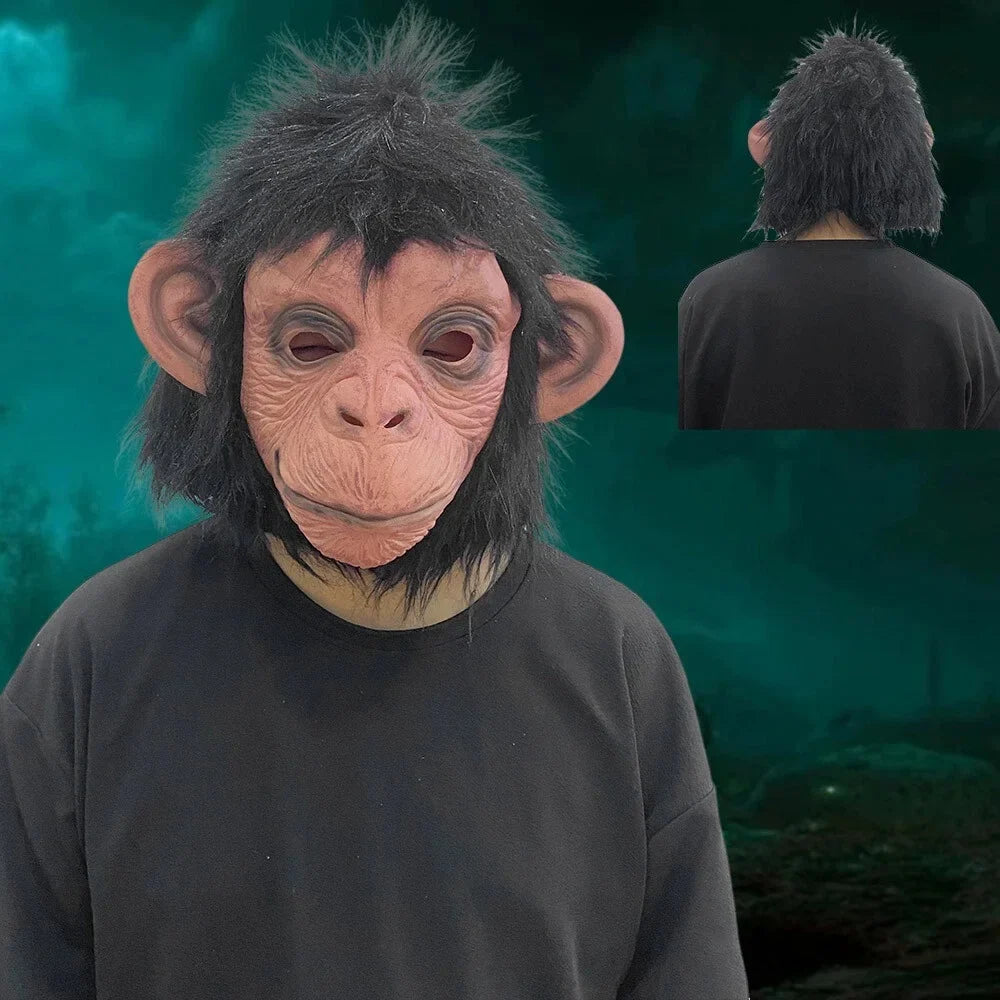 Deluxe Chimp Latex Full Head Mask | Halloween Monkey Cosplay