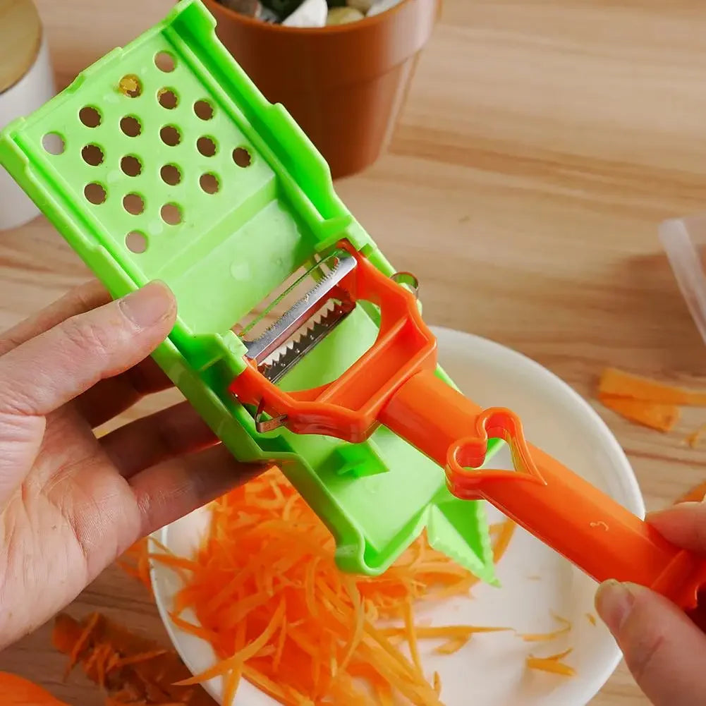 Multi Functional Fruit Vegetable Peeler 2-in-1 Fruit Slicer & Onion Chopper Tool Strips Steel Easy To Clean Kitchen Peeling Tool Peaceful Pleasures Health and Wellness