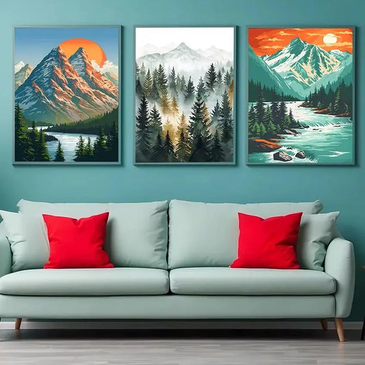 Mountain Landscape Canvas Wall Art | Modern Poster Print Canvas Wall Art Peaceful Pleasures Health and Wellness