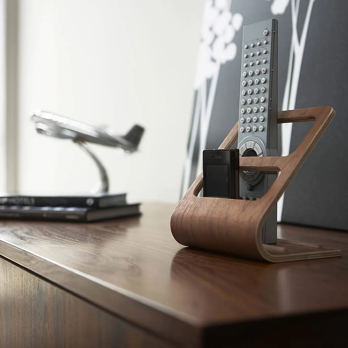 Home Remote Holder, Wooden Remote Control Holder, No Assembly Remote Caddy with 2-Slot Media Organizer for Home Living Room Peaceful Pleasures Health and Wellness