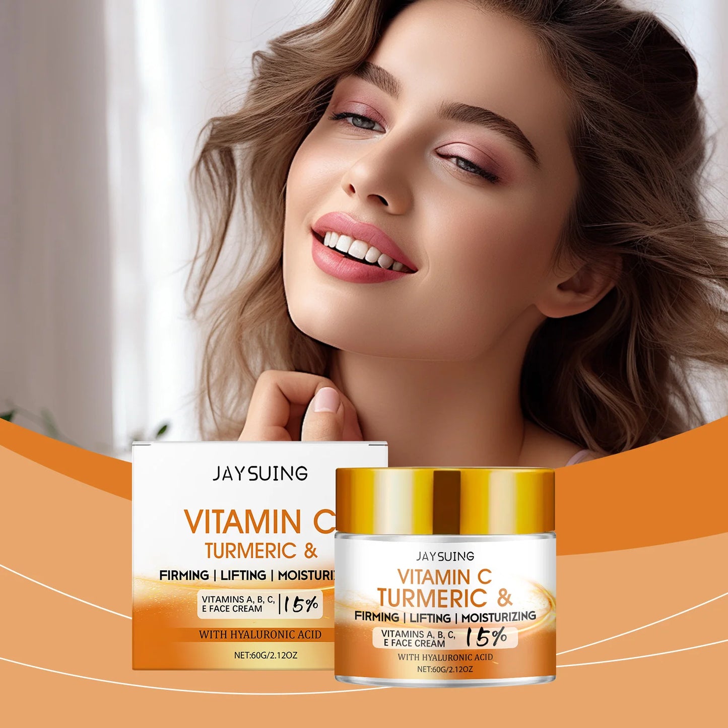 Turmeric Face Cream 15% Vitamin C Anti-Aging Firming Tightening Repair Skin Fights Acne Brightening Hyaluronic Acid Moisturizer Peaceful Pleasures Health and Wellness