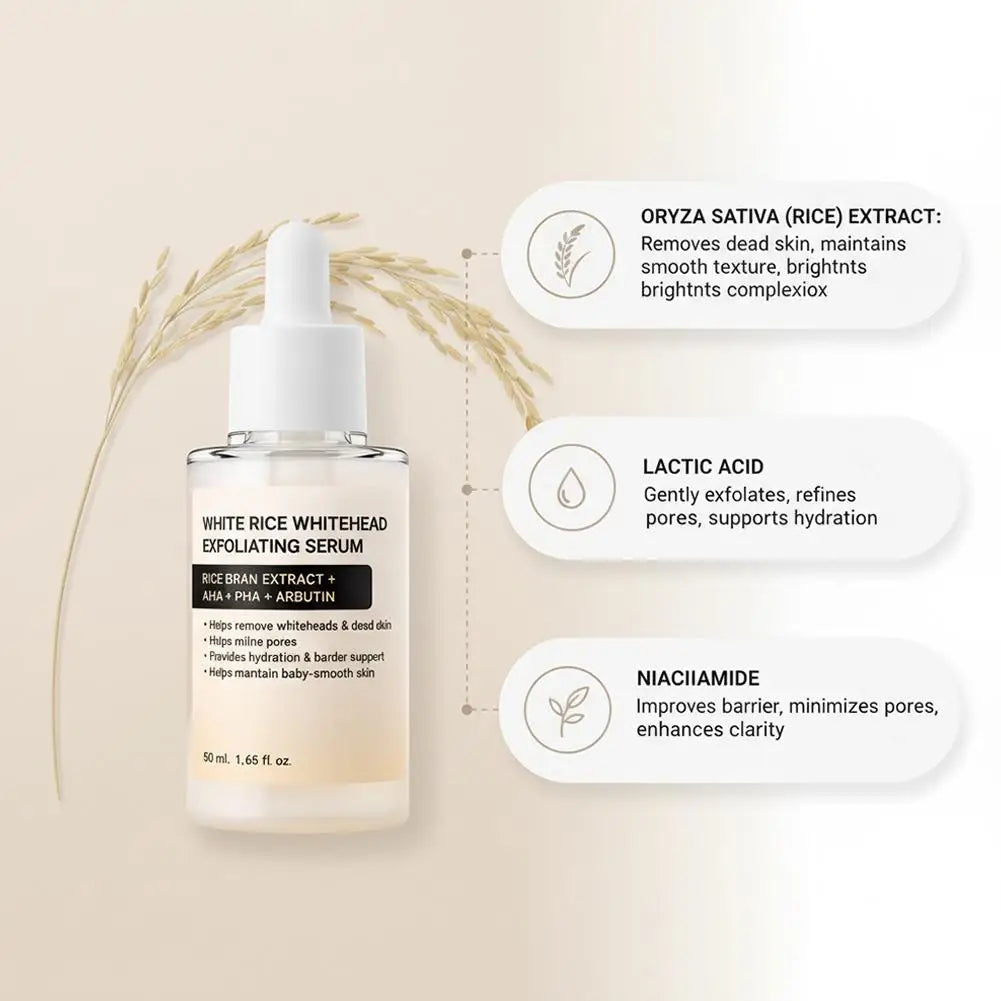 Exfoliating Serum Duo 50ml Korean Serum Drops White Rice Whitehead Black Rice Blackhead Essence Help Remove Blackheads Dead Skin Peaceful Pleasures Health and Wellness