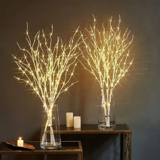 1 PC White Birch Branch Lights Battery Operated 20 LED Fairy Lights Willow Branches for Home Bedroom Inside Outdoor Decoration Peaceful Pleasures Health and Wellness