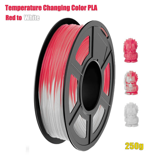 DINGSUN 3D Red to White Color Change PLA Filament | 250g Spool 3D Printer Filament Peaceful Pleasures Health and Wellness