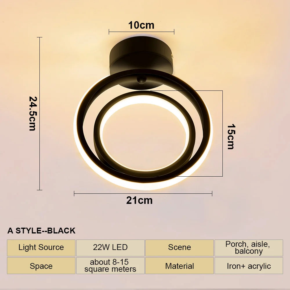 RUNTOIN 2-Ring LED Ceiling Light | Modern Minimalist Lamp