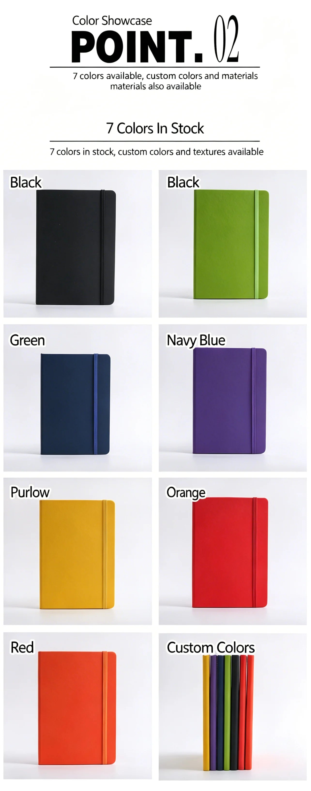 A5 Elastic Band Notebook 80 Sheets 160 Pages Matte PU Cover Lined