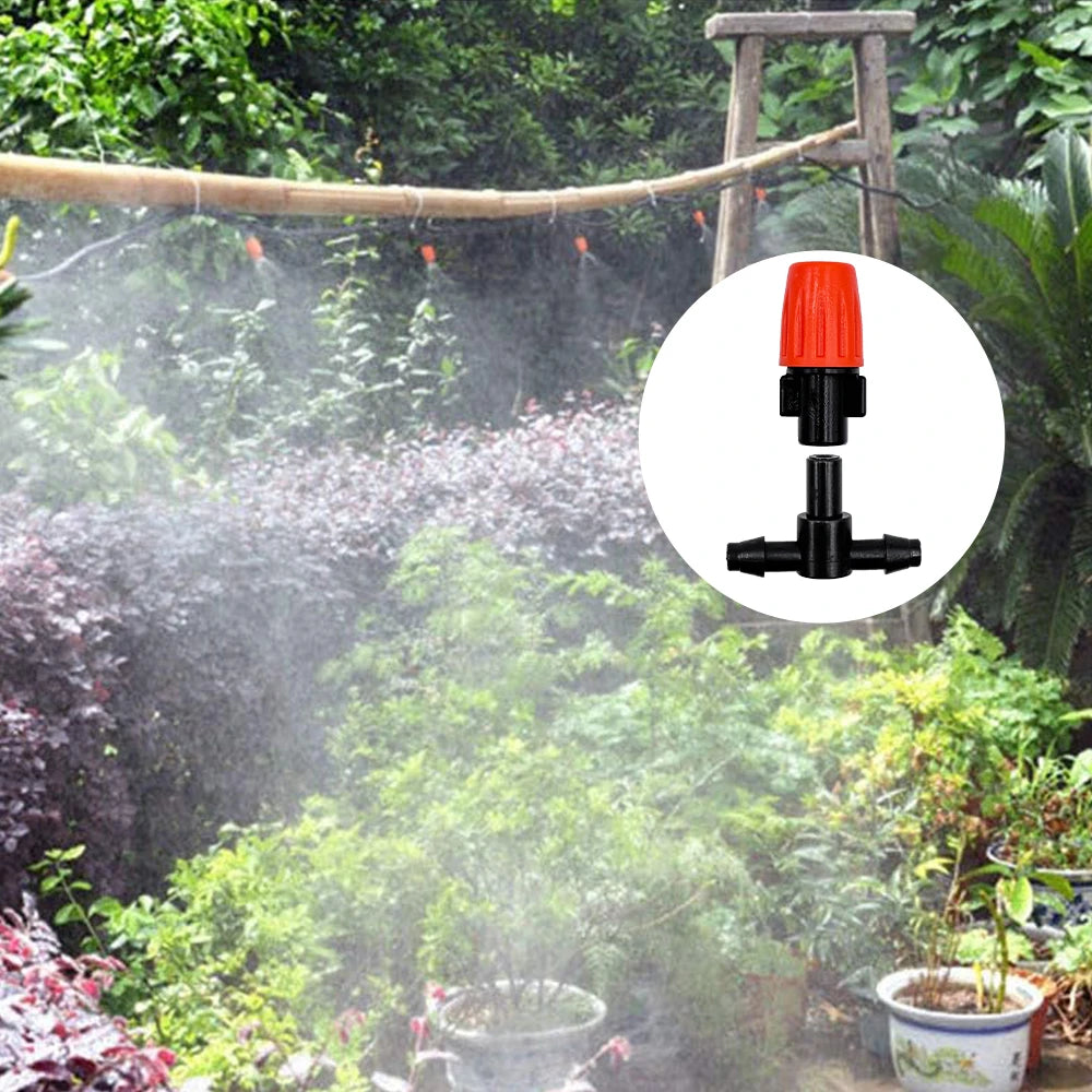Fog Nozzles Irrigation Kit 5M-20M Garden Automatic Spray Misting Plant Watering System with 4/7 PE Hose and Connector Peaceful Pleasures Health and Wellness