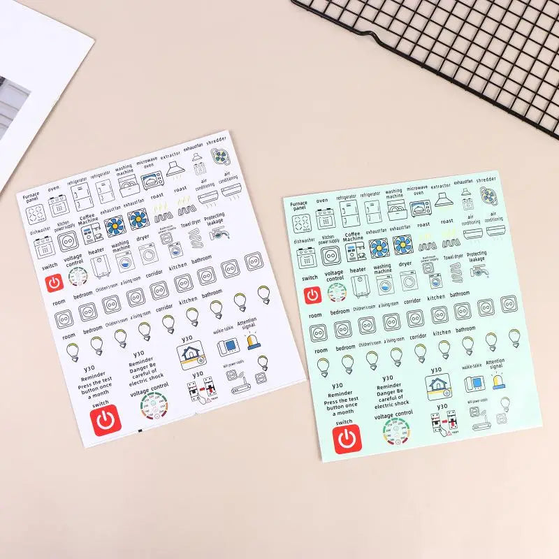 2/5Sheets Electric Circuit Breaker Panel Label Decorative Sticker Self-adhesive Waterproof English Version Electric Box Peaceful Pleasures Health and Wellness