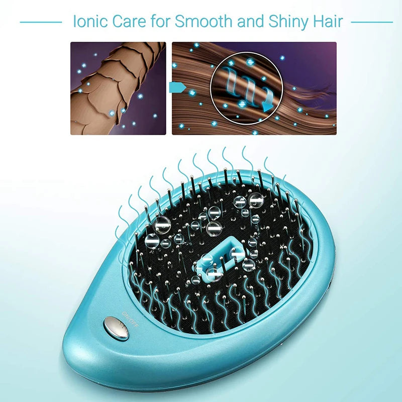 New Product Electric Sonic Vibration Magnetic Massage Comb Ion Anti-static Mini Hair Straightening Comb Peaceful Pleasures Health and Wellness