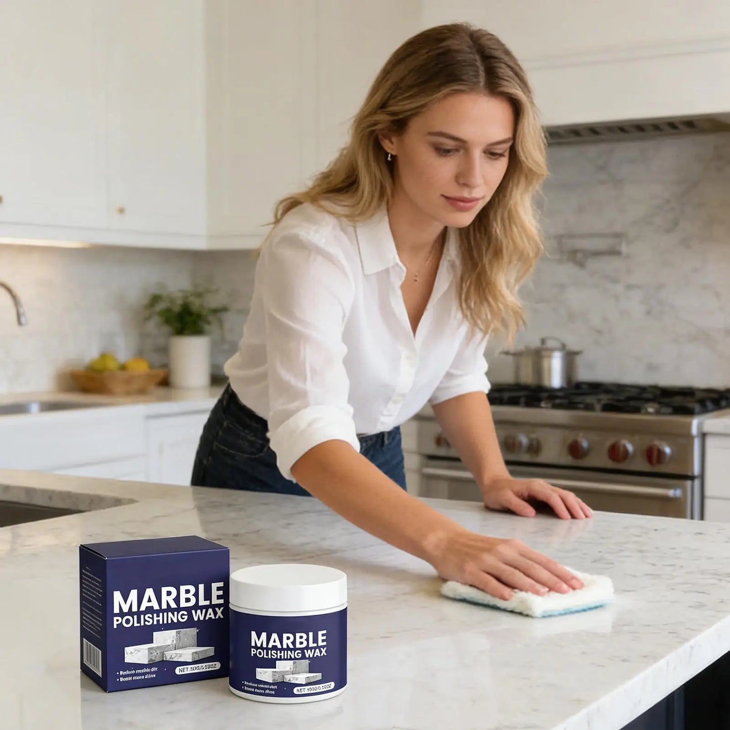 Professional Marble Cleaner & Polish 100g Formula Removes Stains Restores Shine For Countertops Vanities & Natural Stone Surface Peaceful Pleasures Health and Wellness