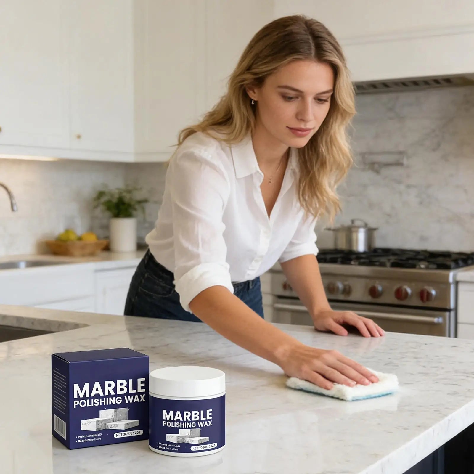 Professional Marble Cleaner & Polish 100g Formula Removes Stains Restores Shine For Countertops Vanities & Natural Stone Surface Peaceful Pleasures Health and Wellness