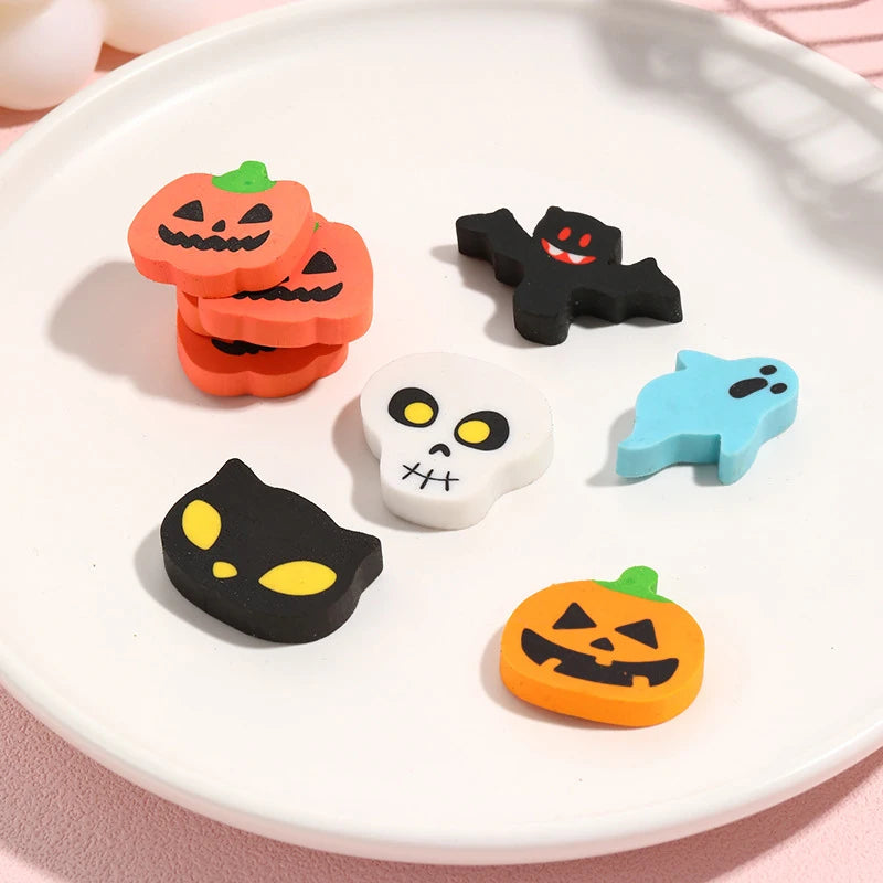 12-Pack Halloween Cartoon Erasers for Kids – Pumpkin Ghost Bat