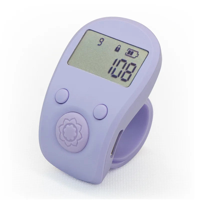 Multifunctional Luminous Ring-Type Counter Digital Display Rechargeable Counter Clicker, Manual Charging, Intelligent Electronic Peaceful Pleasures Health and Wellness PURPLE