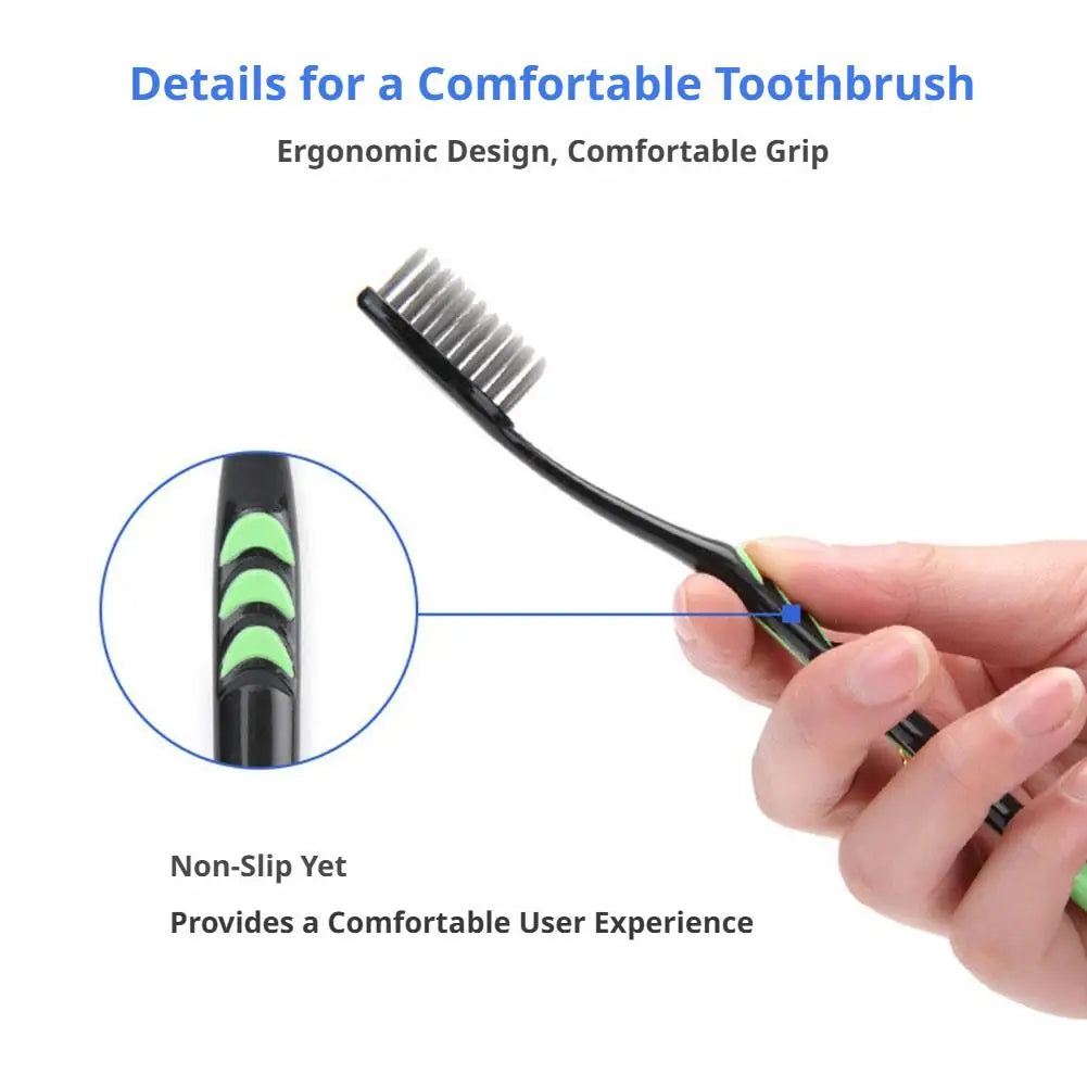 10-Pack Bamboo Charcoal Toothbrush Set – Ultra-Soft Bristles