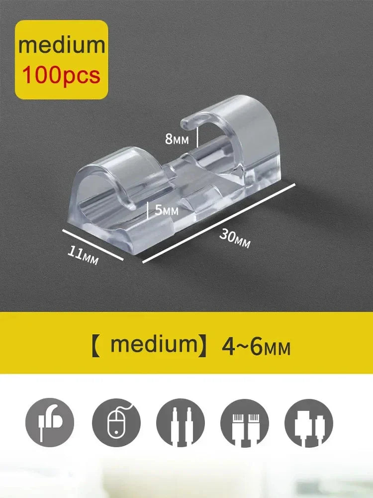 Self-Adhesive Cable Clips 20/100 Pack – Desk Wire Organizer