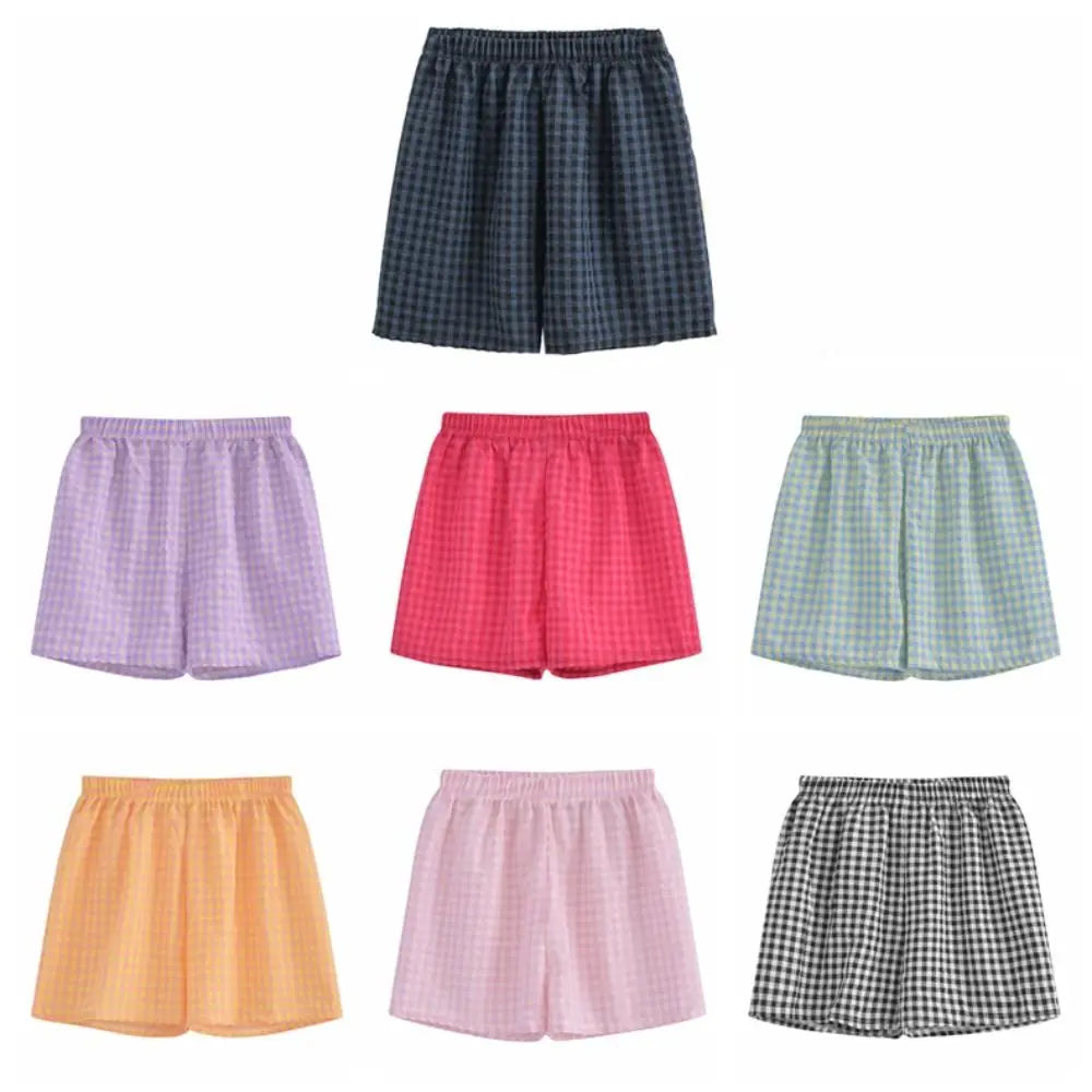 Women's Plaid Cotton Pajama Shorts – High Waist Wide Leg Pajama Shorts Peaceful Pleasures Health and Wellness