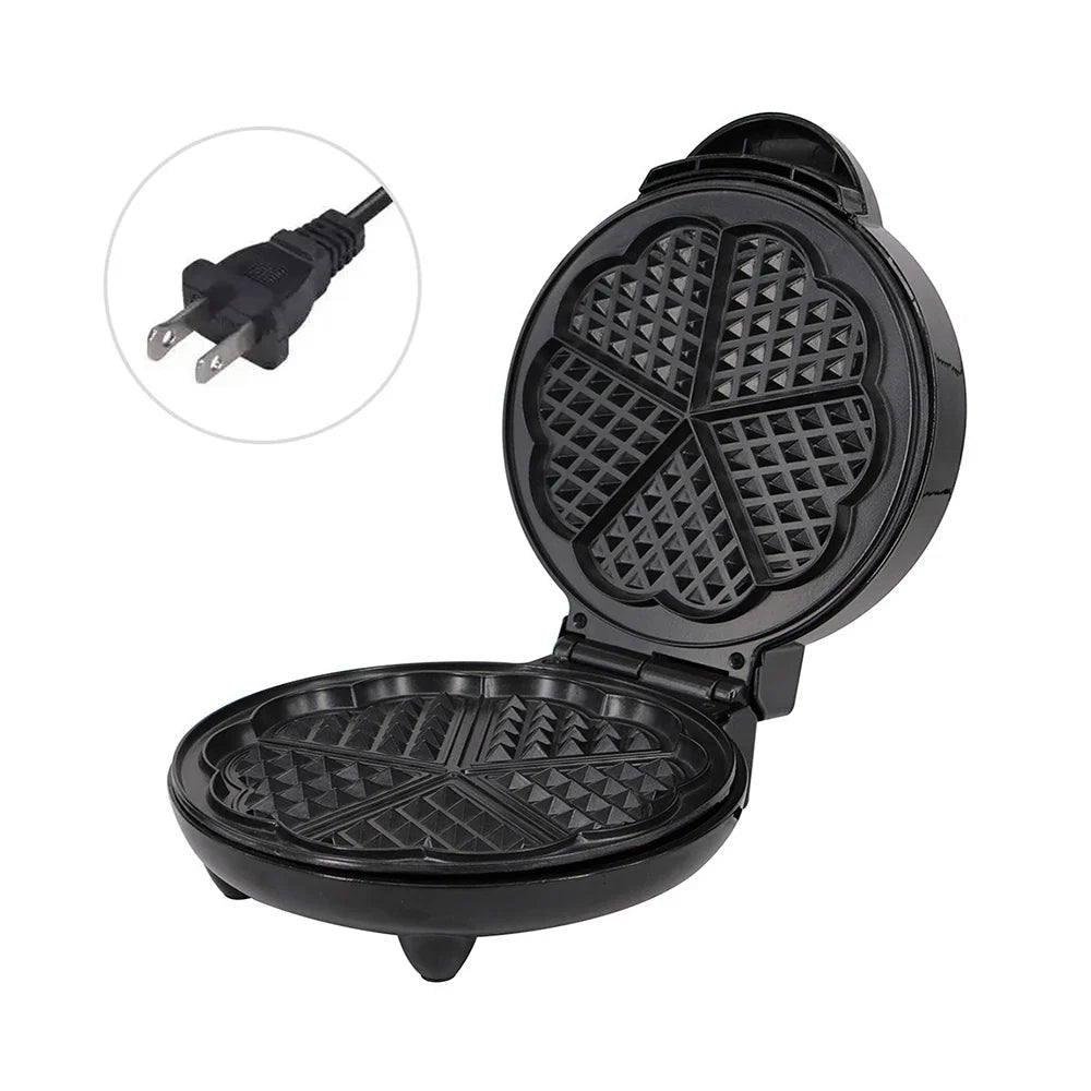 Heart-Shaped Waffle Maker | 5 Waffles, Non-Stick, 1000W