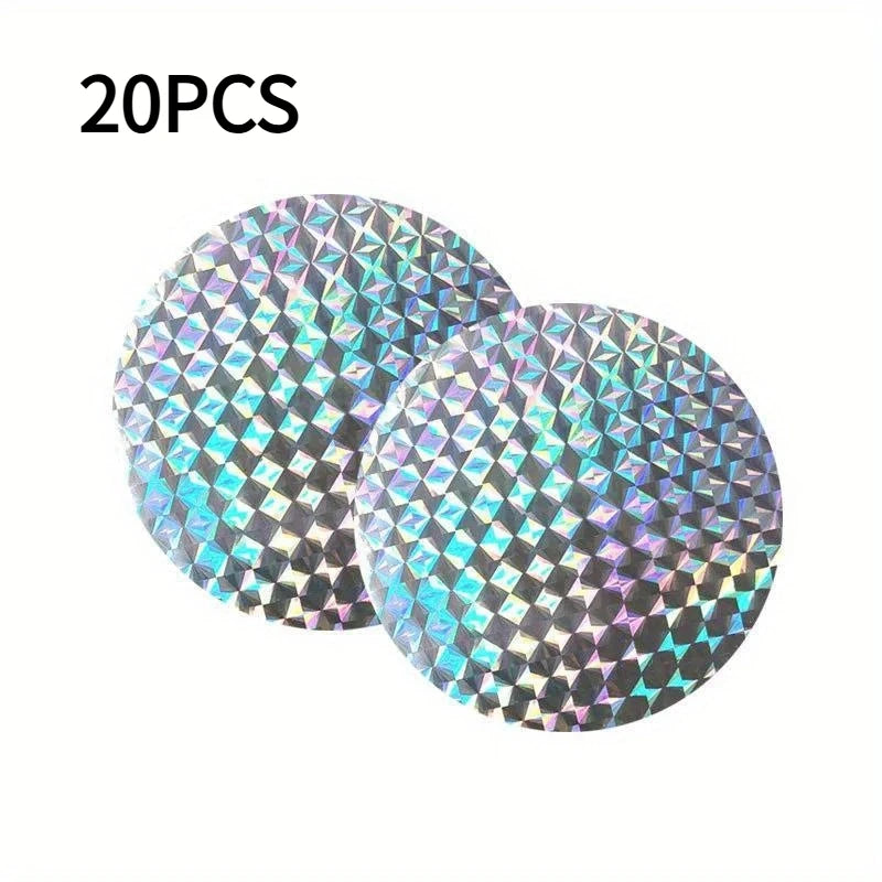 20 pcs Round Paste Type Bird Repellent Tape Reflective Anti Bird Scare Eflective Stick Tape Pigeon Farm Bird Chasing Tools Peaceful Pleasures Health and Wellness 20pcs