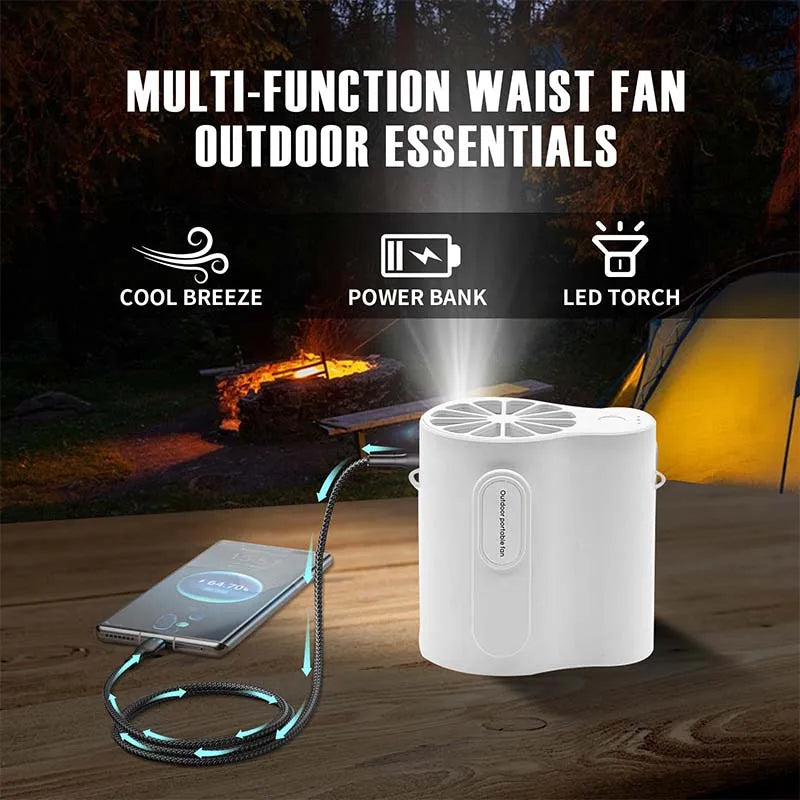 New Design Portable 3 Wind Speed Electric Mini Rechargeable Personal Cooling Outdoor Hanging Clip Neck Waist Fan Peaceful Pleasures Health and Wellness