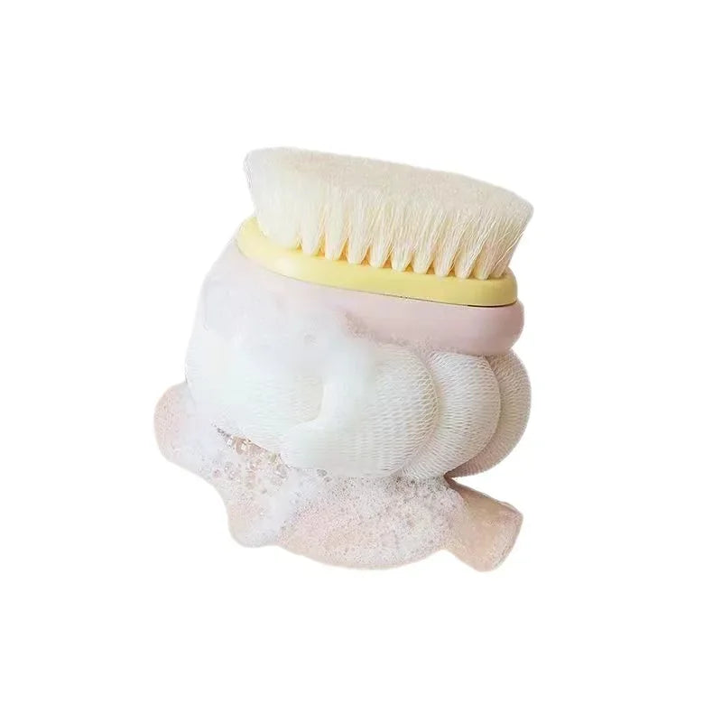 High quality Double-Sided Bath Brush Long Handle Soft Bristle Household Body Cleaner Detachable Towel Ball Body Bath Brush Peaceful Pleasures Health and Wellness